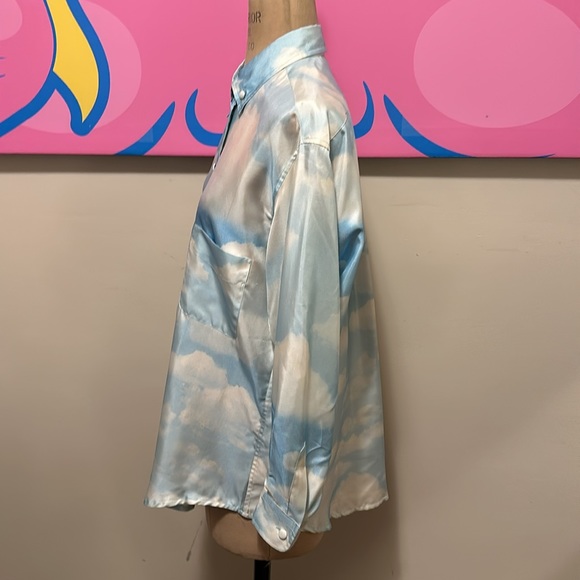 Moschino Chea Chic Blue White Clouds Silk Blouse - Picture 9 of 13